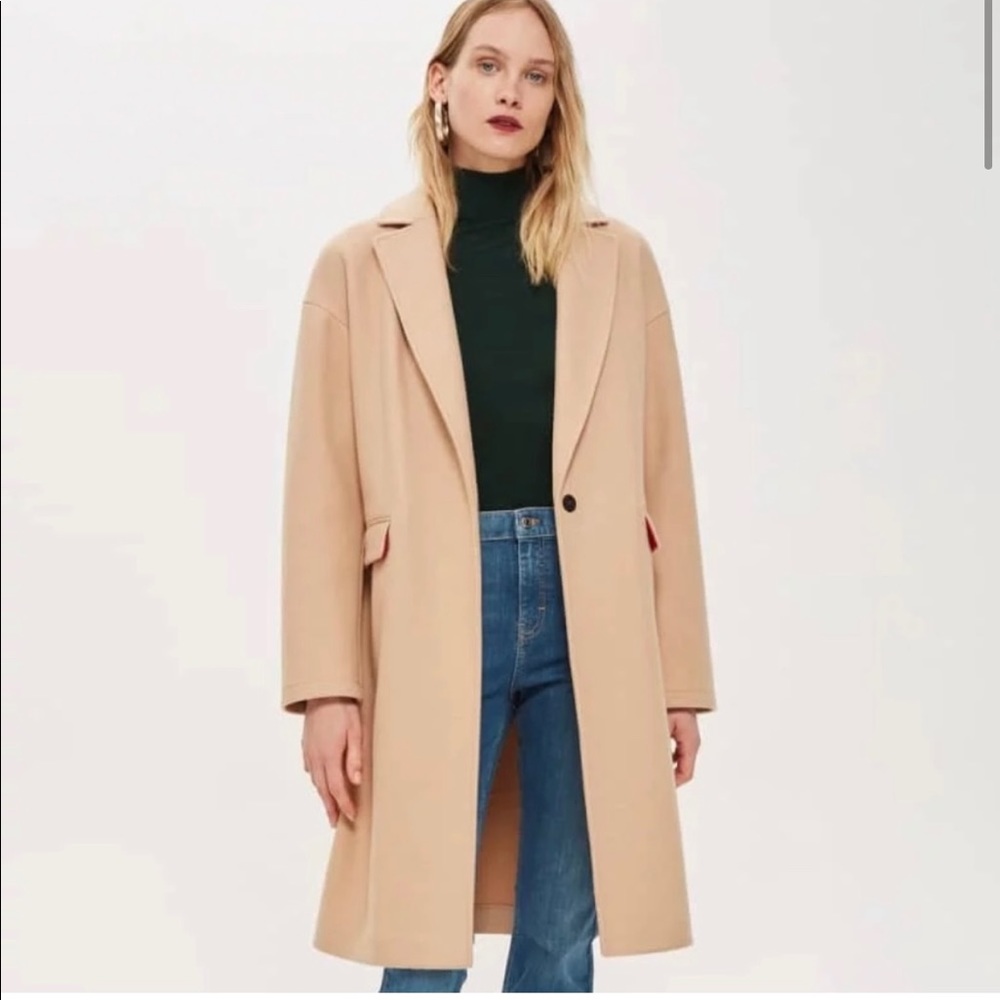 Topshop Camel Relaxed Mid Length Coat